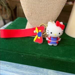 Hello Kitty Red and Blue Keychain with Yellow Accent